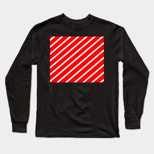 Diagonal lines - red and white. Long Sleeve T-Shirt